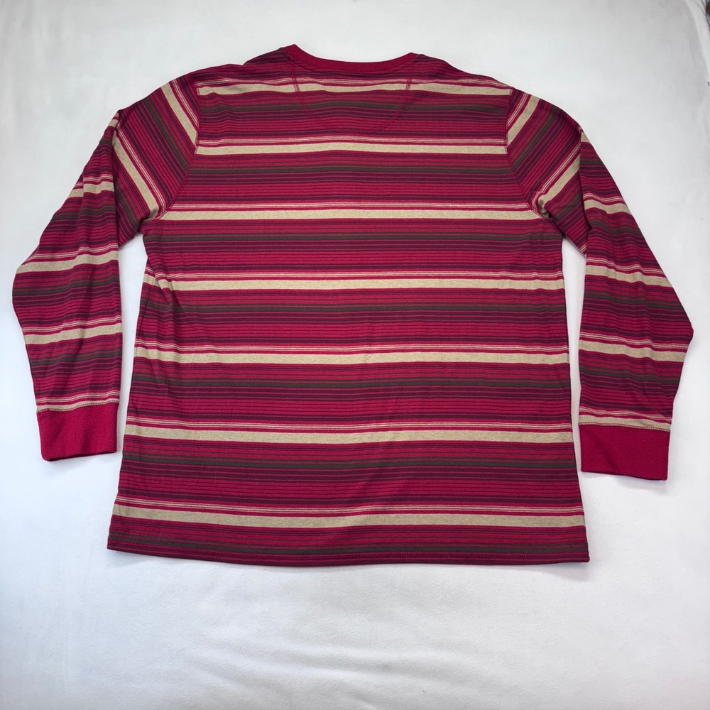 Outdoor Life Wilderness Sueded Henley Shirt Red Stripe Long Sleeve XXL - Picture 8 of 8